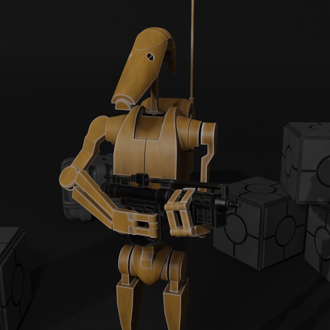 Clone wars style B1 Battle Droid Low-poly 3D model_1