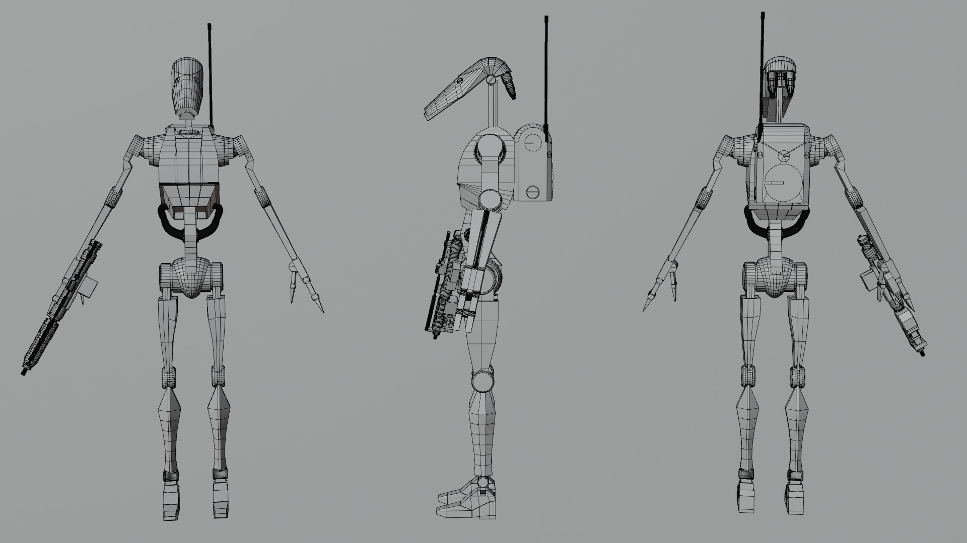 Clone wars style B1 Battle Droid Low-poly 3D model_4