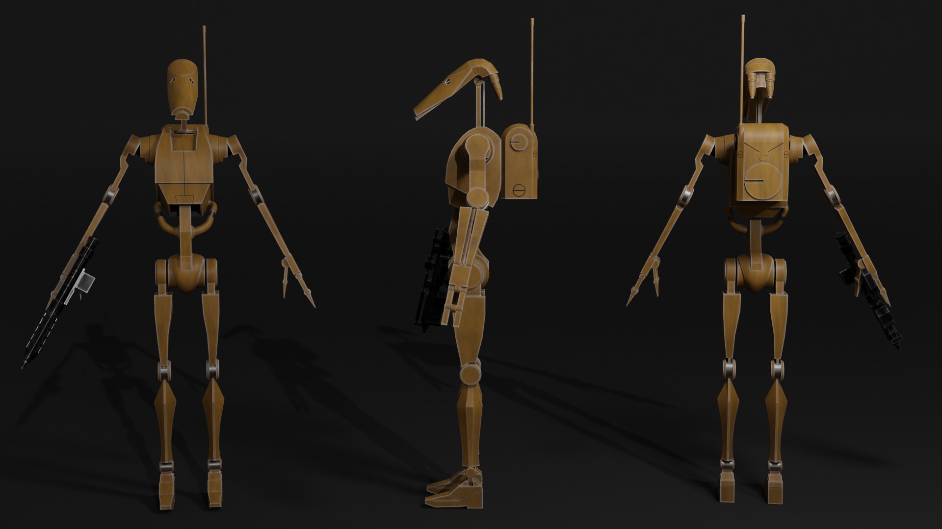 Clone wars style B1 Battle Droid Low-poly 3D model_3