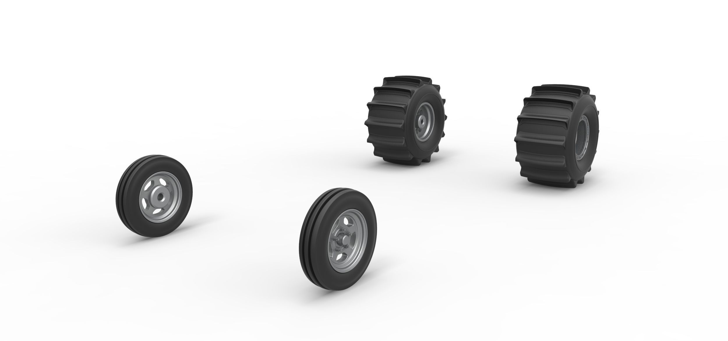 Wheel set of Dirt Dragster Scale 1 to 25 3D print model_1