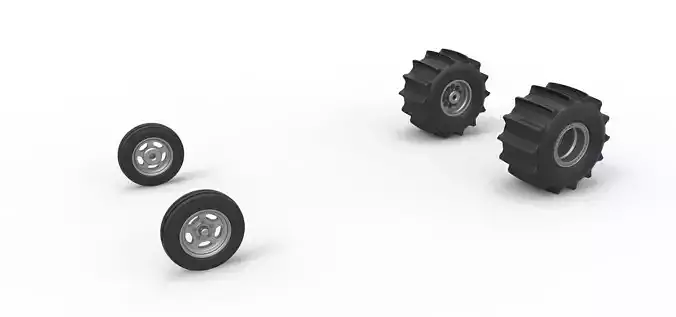 Wheel set of Dirt Dragster Scale 1 to 25 3D print model