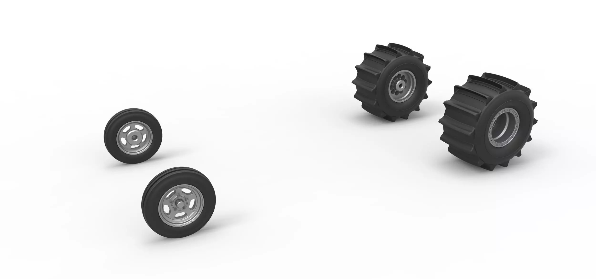 Wheel set of Dirt Dragster Scale 1 to 25 3D print model_0