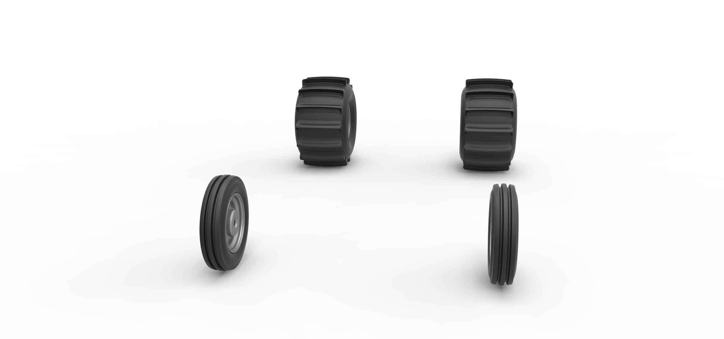 Wheel set of Dirt Dragster Scale 1 to 25 3D print model_2