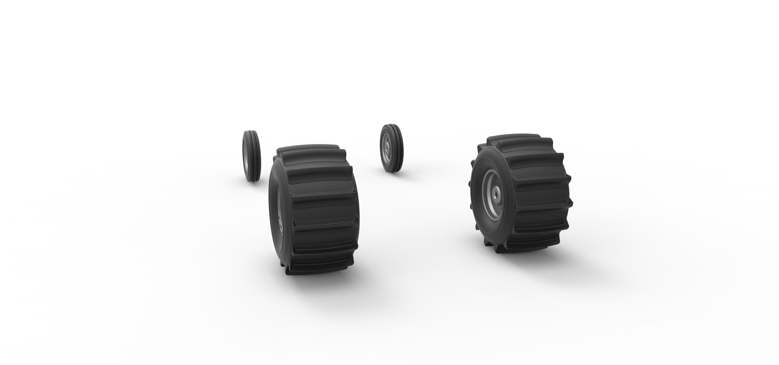 Wheel set of Dirt Dragster Scale 1 to 25 3D print model_8