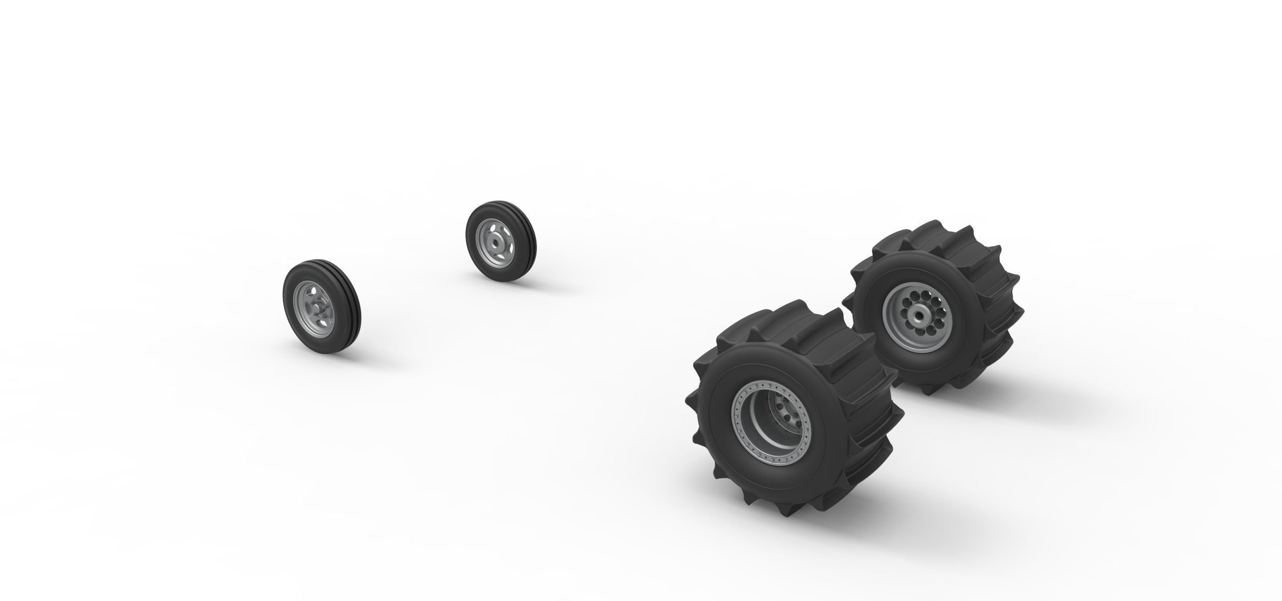 Wheel set of Dirt Dragster Scale 1 to 25 3D print model_7