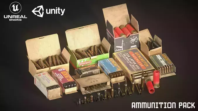 Ammo and Props Pack Free low-poly 3D model