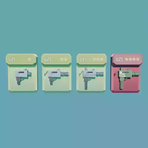 Uzi Guns Pack Stylized Low Poly