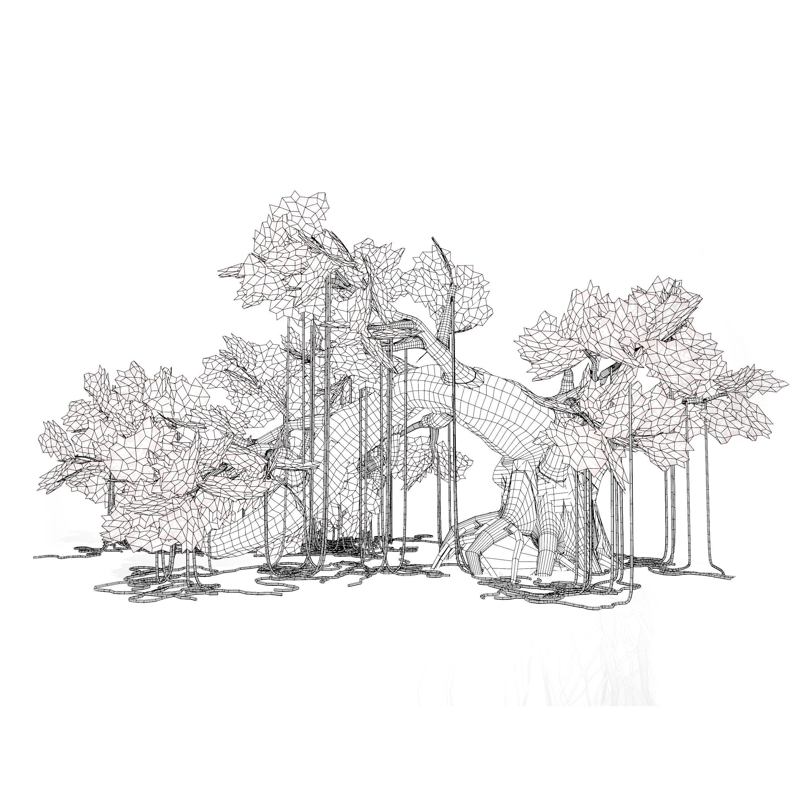 Rigged Jungle Tree 3D Model Low-poly 3D model_9