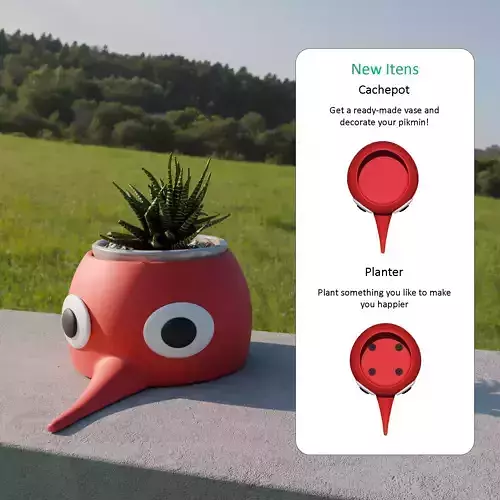 Nintendo Red Pikmin Pot and Vase 3D print model