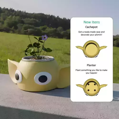 Nintendo Yellow Pikmin Pot and Vase 3D print model