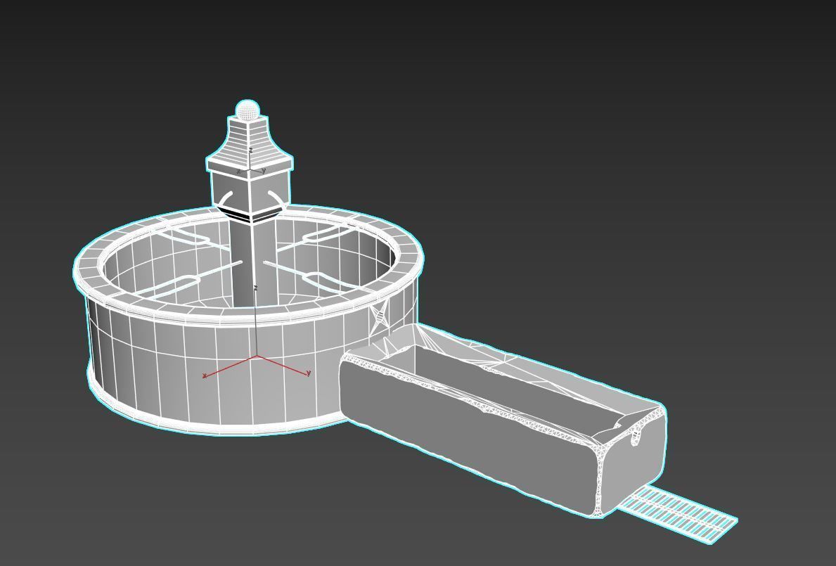 Ancient Public Fountain 3D model_10