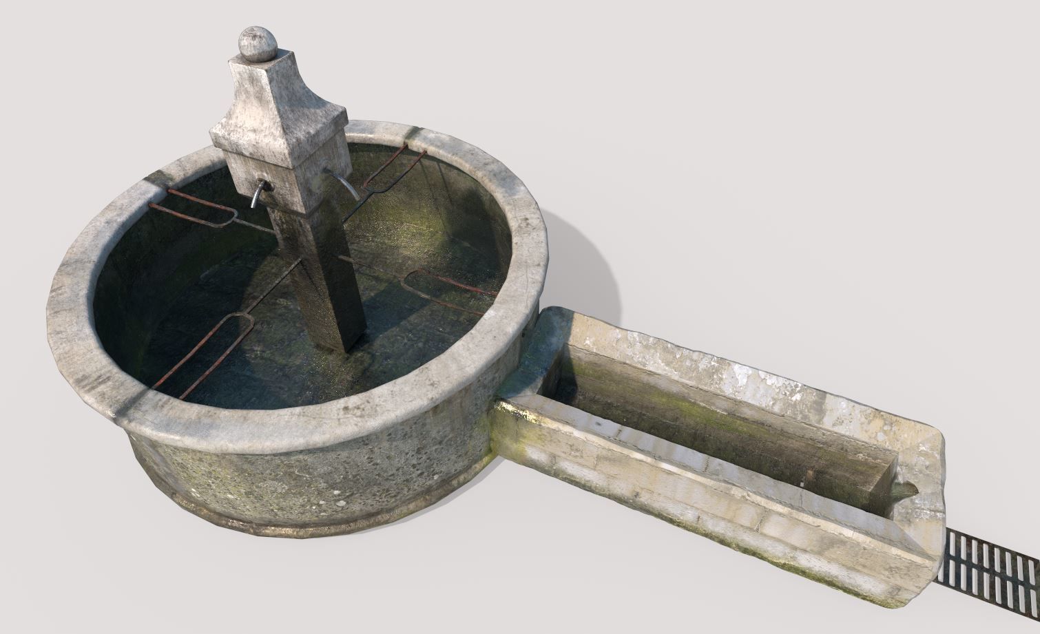Ancient Public Fountain 3D model_6
