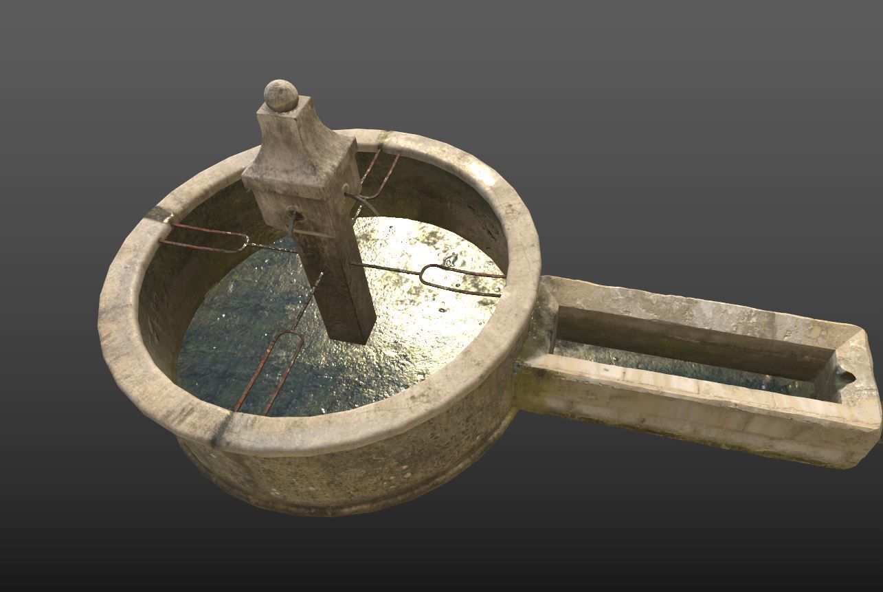 Ancient Public Fountain 3D model_7