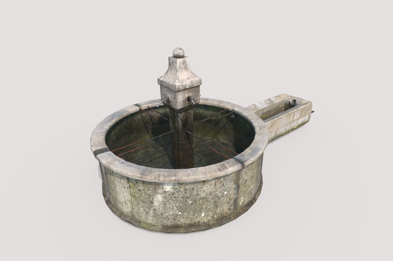 Ancient Public Fountain 3D model_2