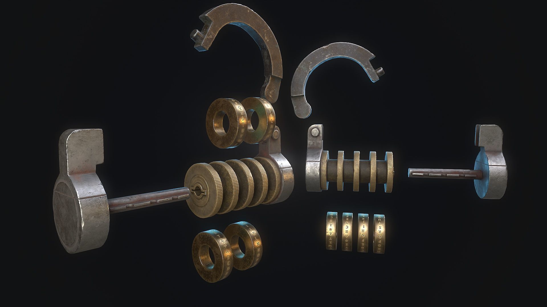 Padlock 9 code 3D model_7