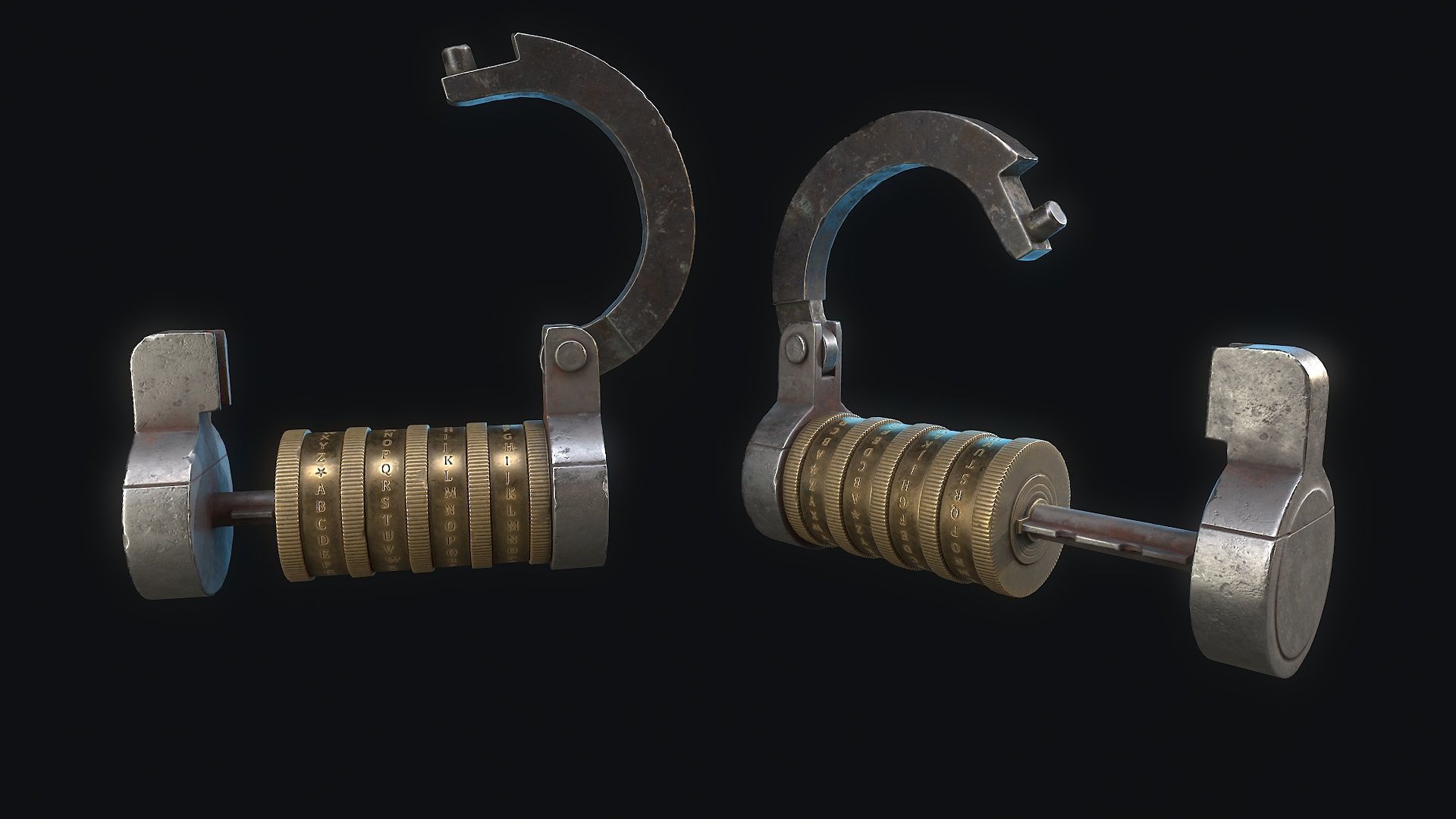 Padlock 9 code 3D model_2