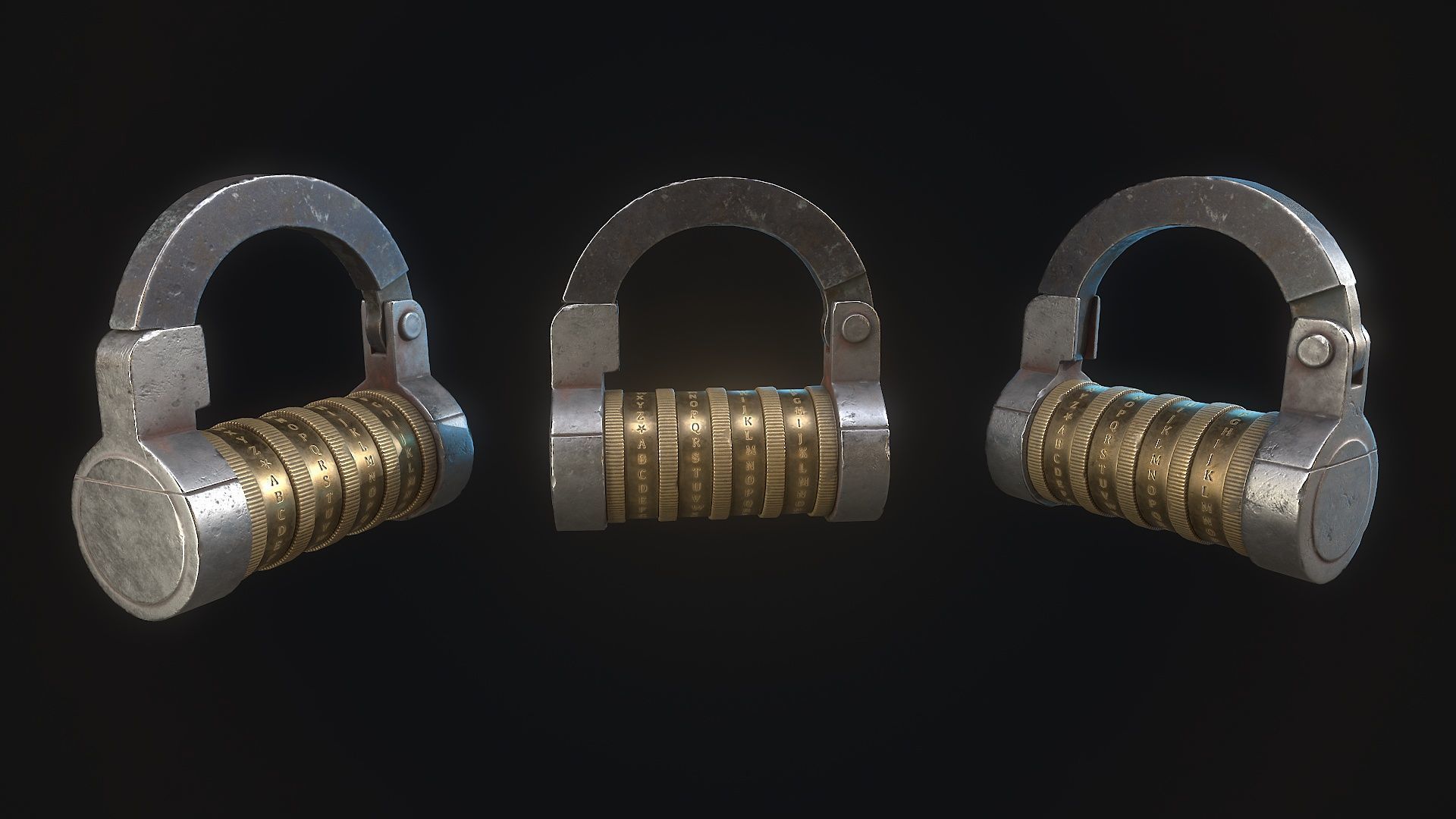 Padlock 9 code 3D model_1