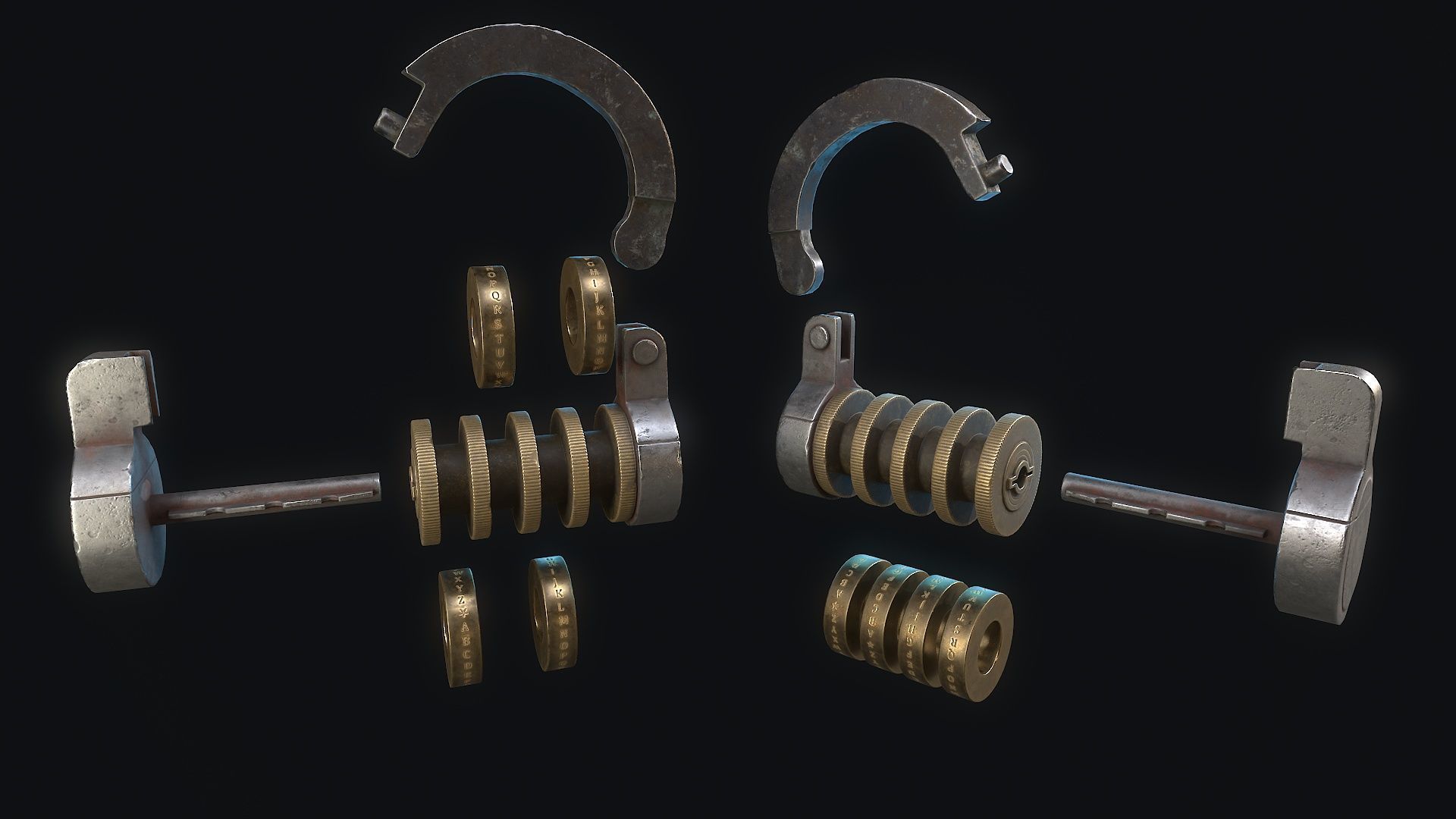 Padlock 9 code 3D model_6