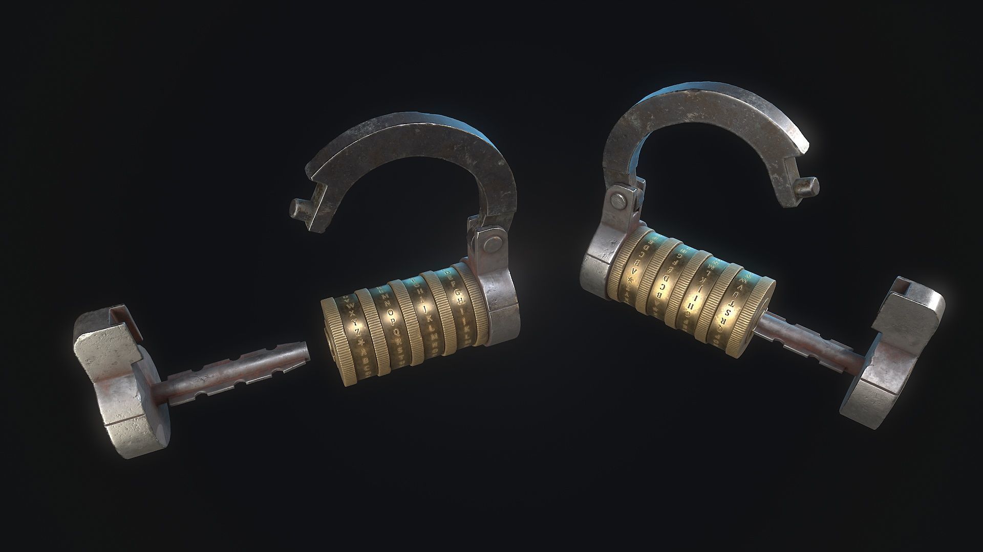 Padlock 9 code 3D model_4