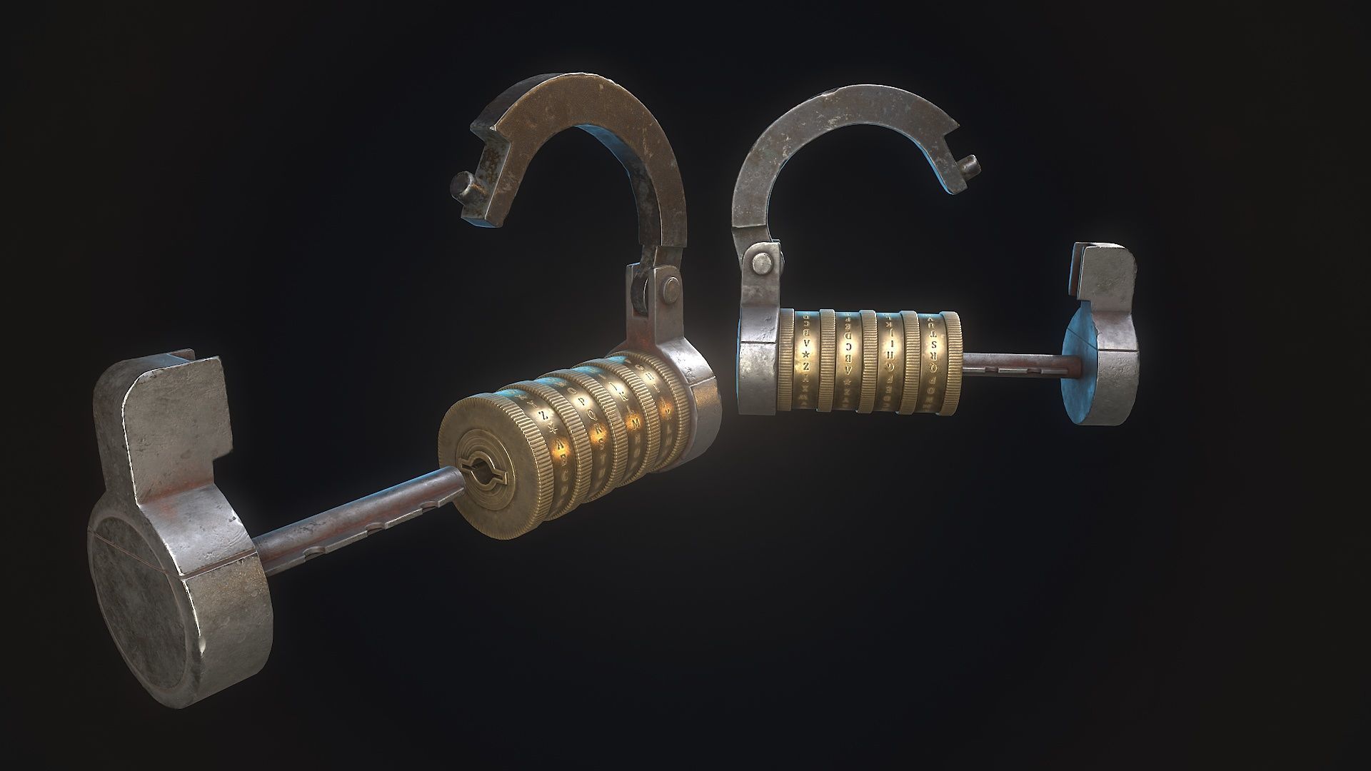 Padlock 9 code 3D model_5
