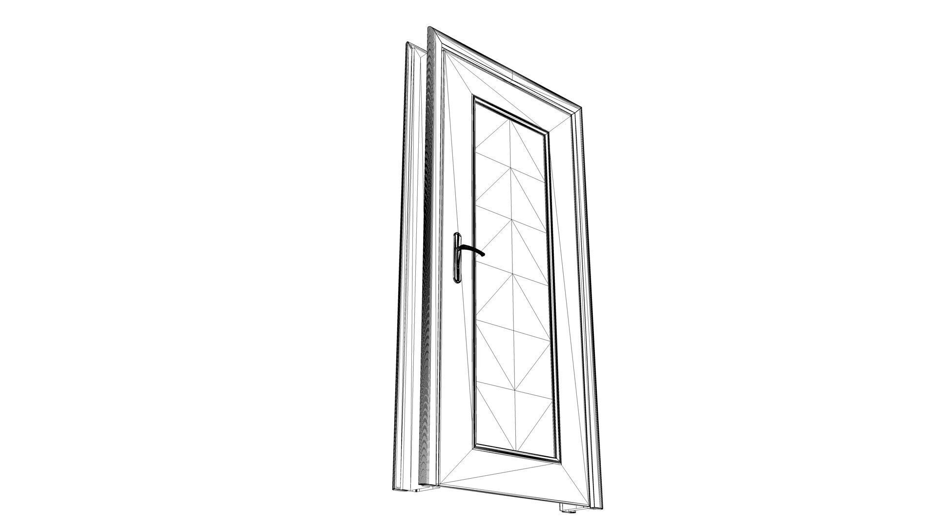 Wooden Door with Window Low-poly 3D model_13