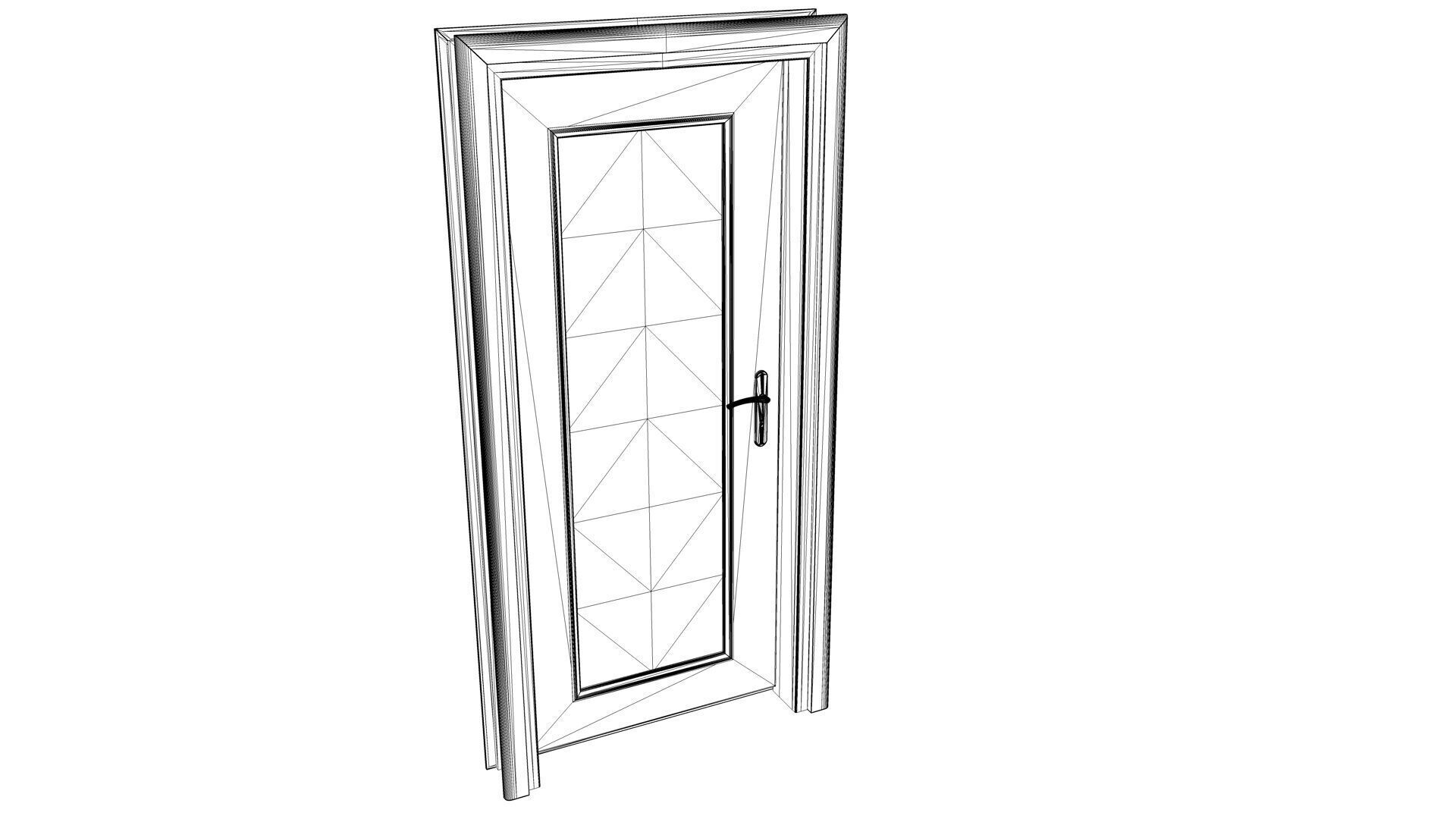 Wooden Door with Window Low-poly 3D model_19