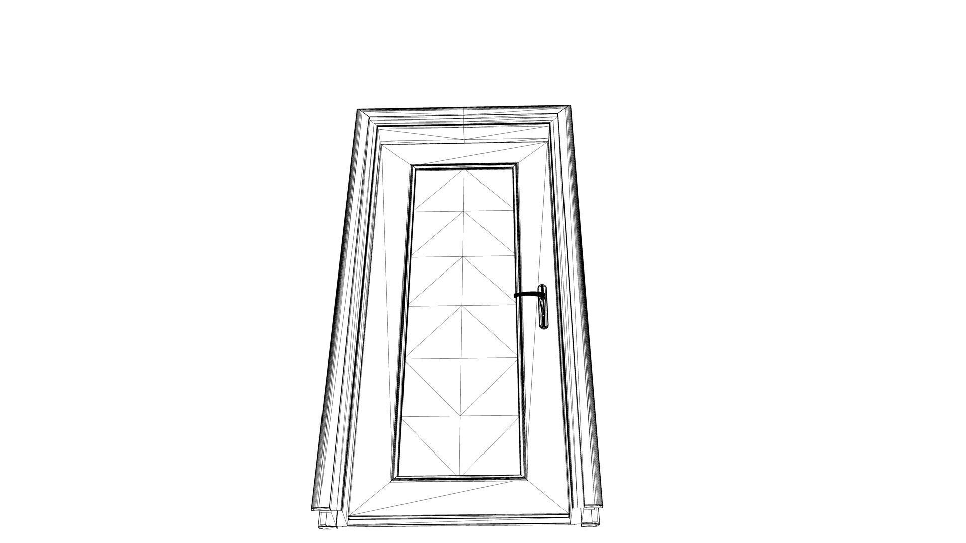 Wooden Door with Window Low-poly 3D model_10