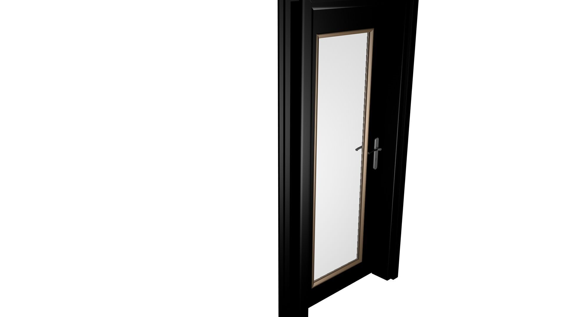 Wooden Door with Window Low-poly 3D model_4