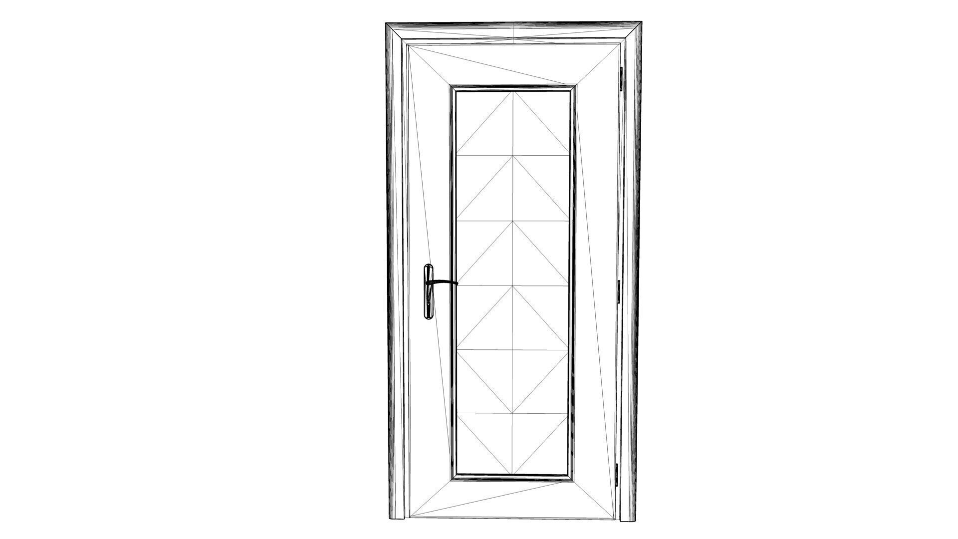 Wooden Door with Window Low-poly 3D model_16