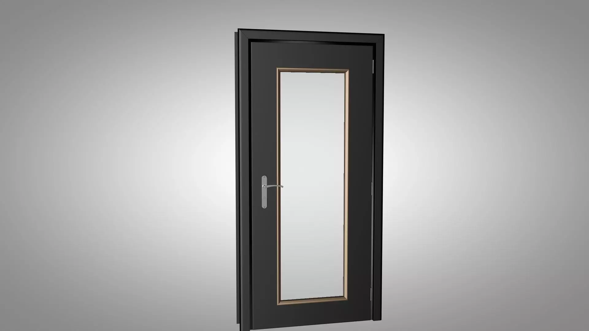 Wooden Door with Window Low-poly 3D model_0