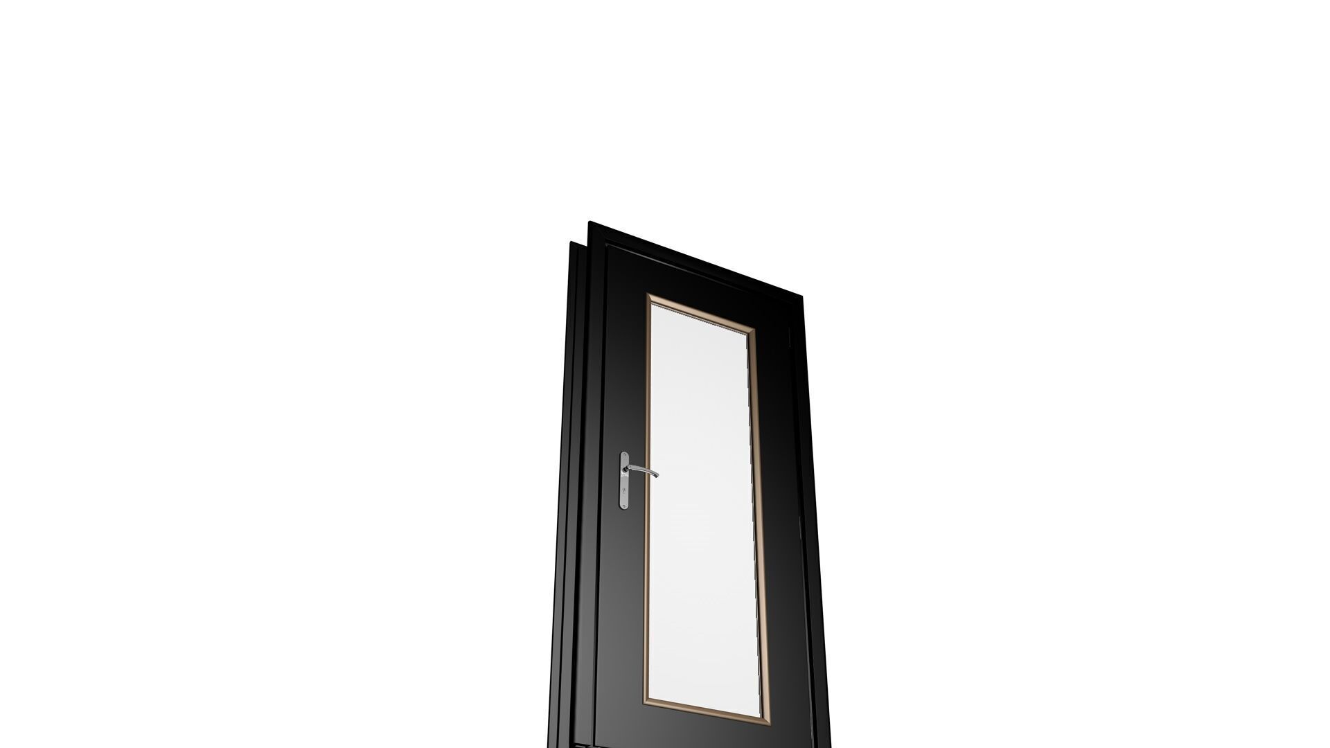 Wooden Door with Window Low-poly 3D model_7
