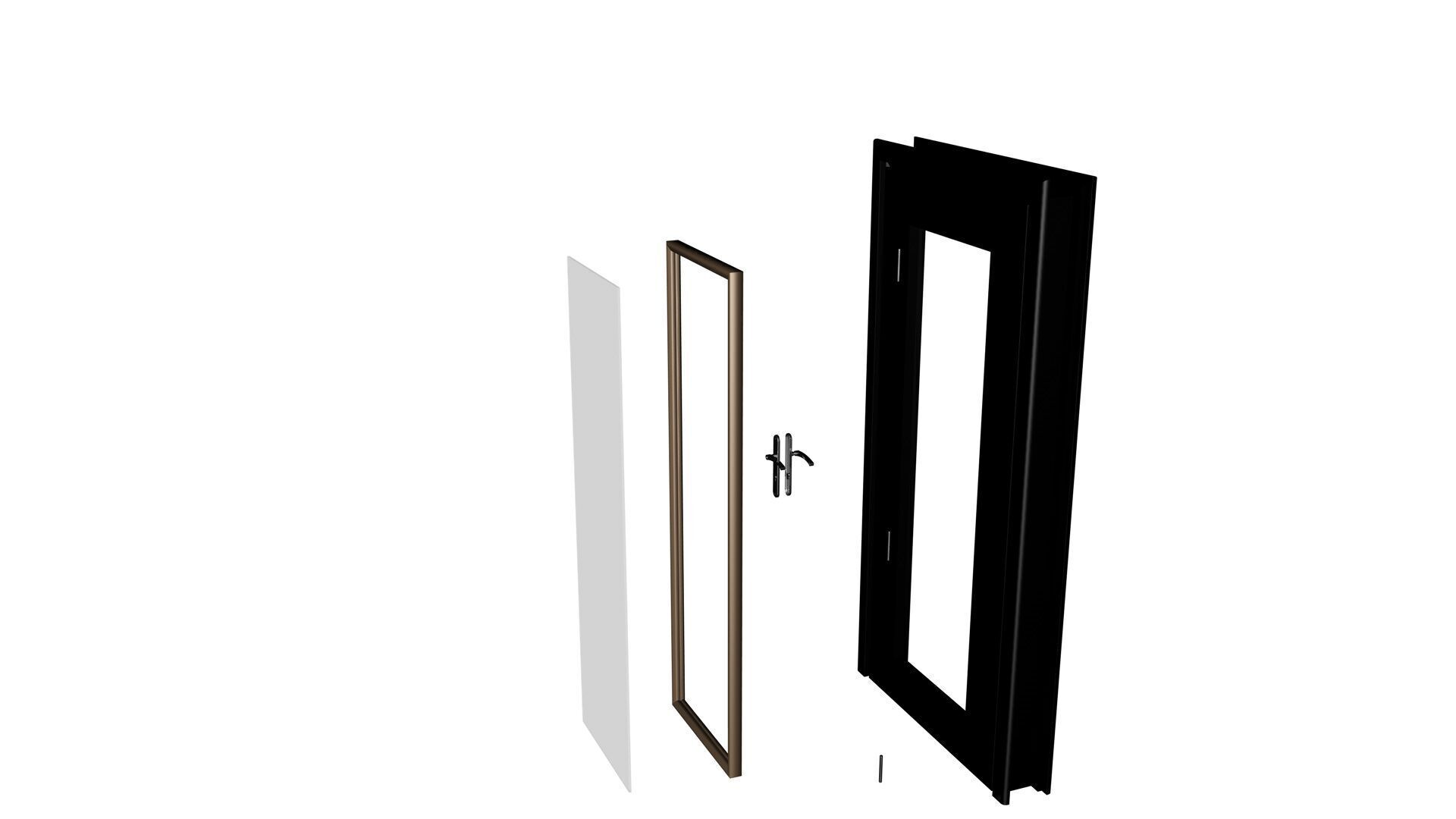 Wooden Door with Window Low-poly 3D model_18