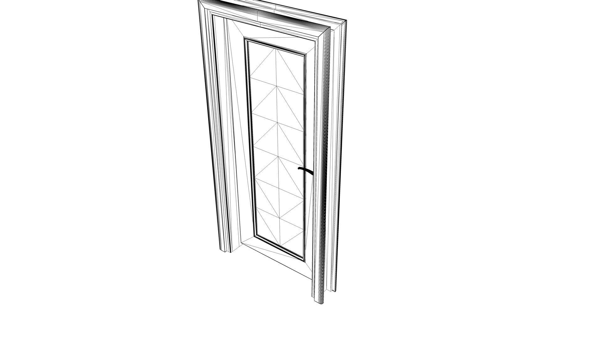 Wooden Door with Window Low-poly 3D model_12
