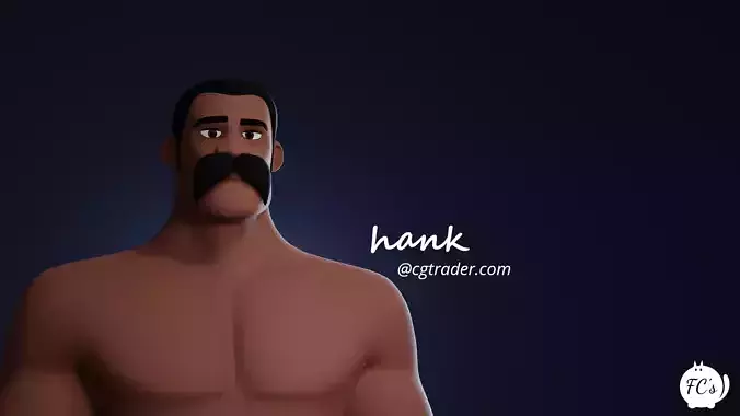 Hank cartoon male character 3D model