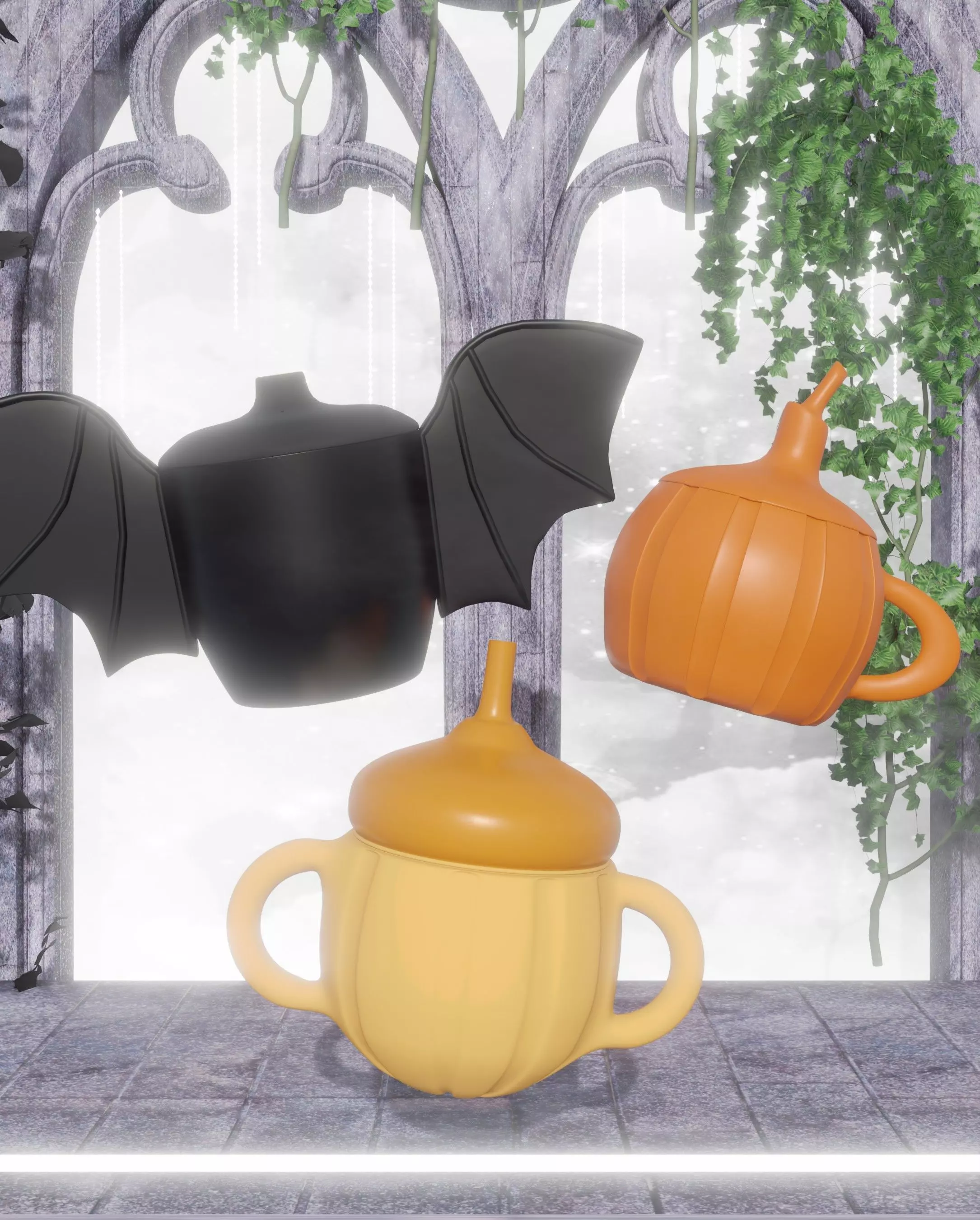 Fall Inspired Sippy Cups Low-poly 3D model_0