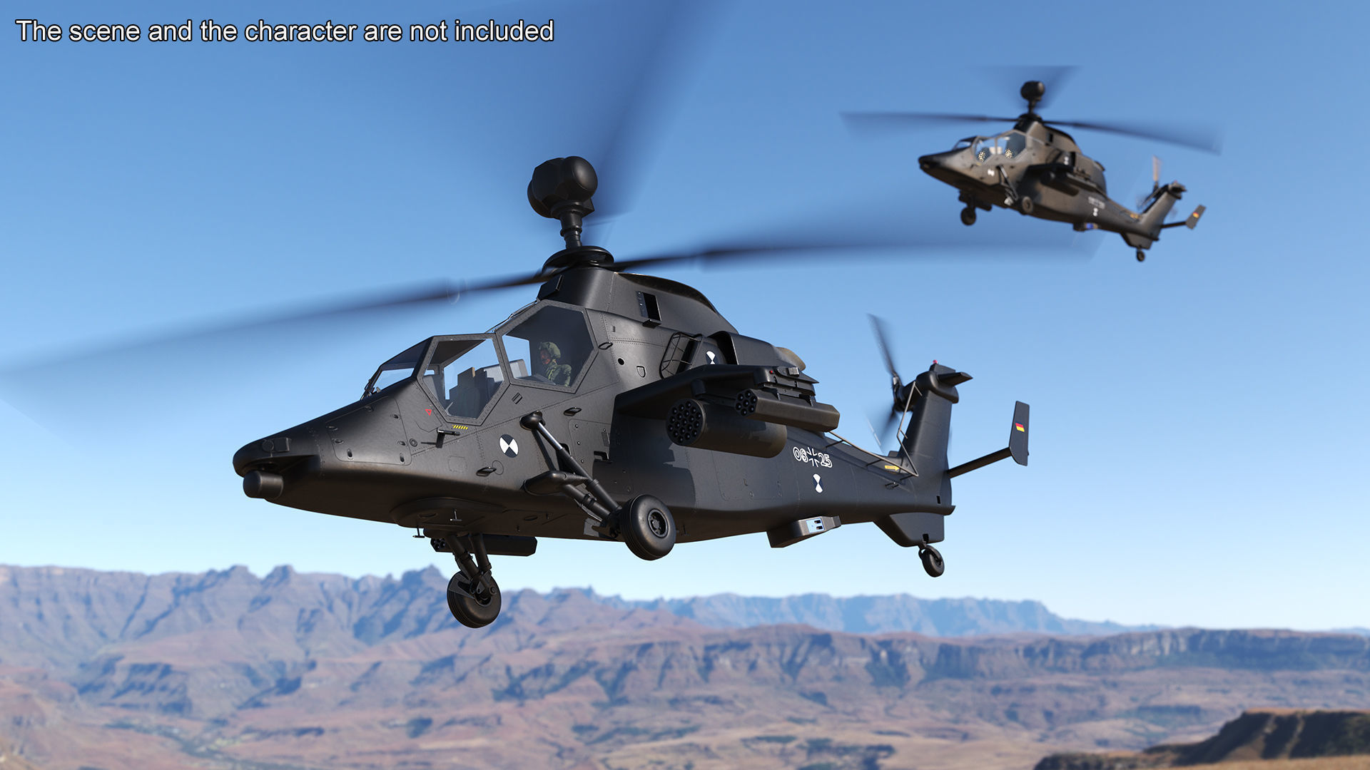 Eurocopter Tiger EC665 Black Rigged 3D model