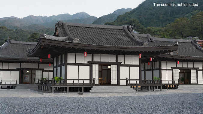 Japan Traditional House Dark Full Interior 3D model