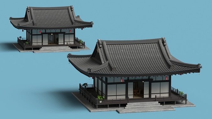 Japan Traditional House Dark Full Interior 3D model 3