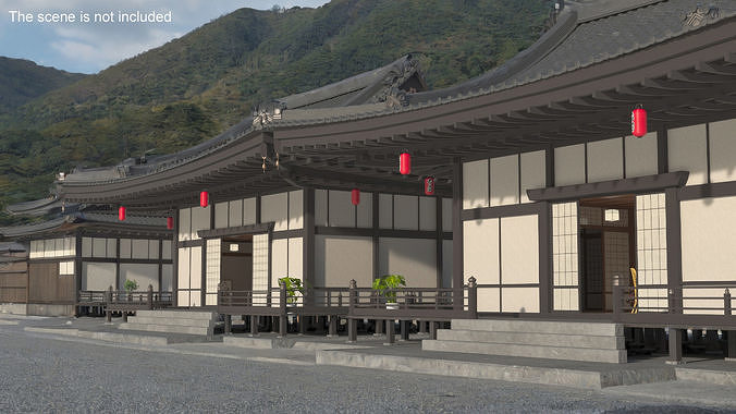 Japan Traditional House Dark Full Interior 3D model 2