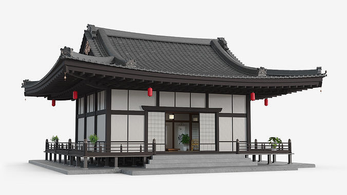 Japan Traditional House Dark Full Interior 3D model 5