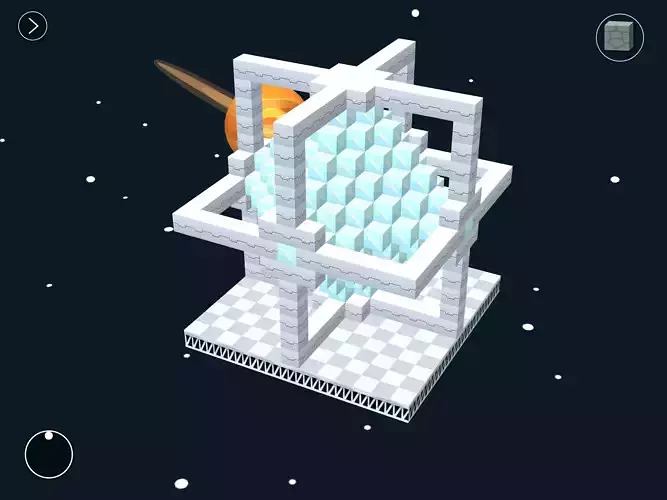 Crystal ice cube in space