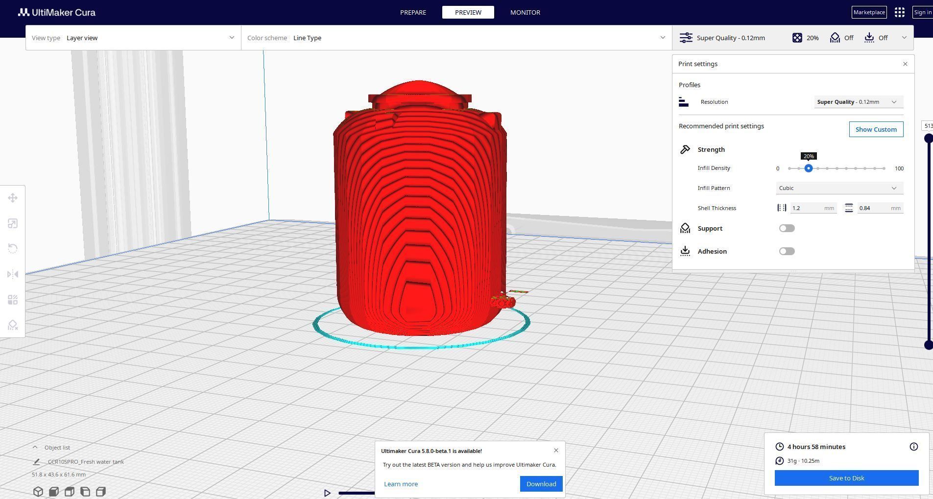 fresh water tank 3D print model_1