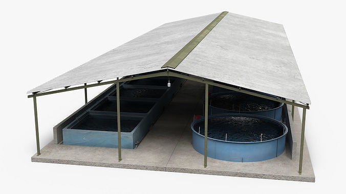Fish Farm Covered 3D model 7