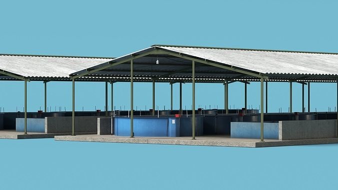 Fish Farm Covered 3D model 4