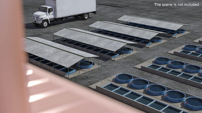 Fish Farm Covered 3D model 2