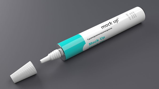 Medical Aluminum Ointment Tube Mock Up 3D model 3