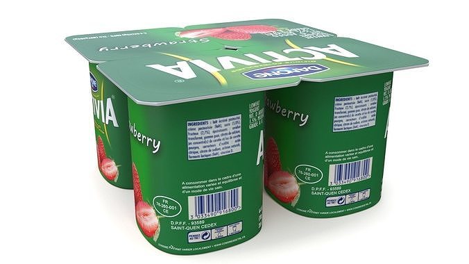 Yogurt Danone Activia Strawberry Pack 4 Pcs 3D model 6