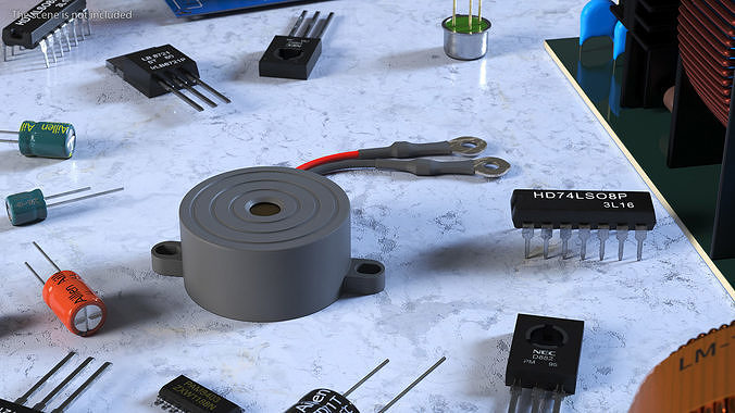 Sound Buzzer Grey 3D model 2