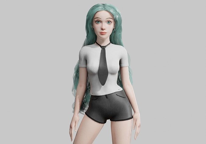 cute Beautiful woman V38990  Low-poly 3D model