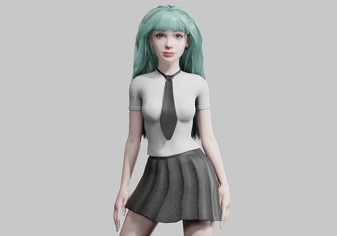 Basic cute Woman V33157  Low-poly 3D model
